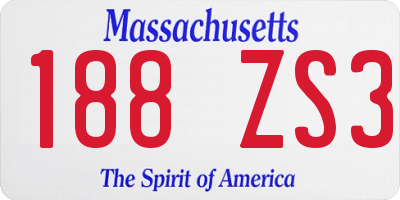 MA license plate 188ZS3