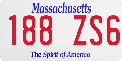 MA license plate 188ZS6