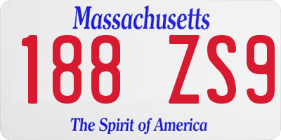MA license plate 188ZS9