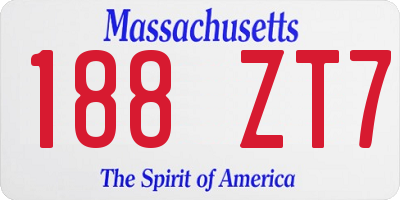 MA license plate 188ZT7