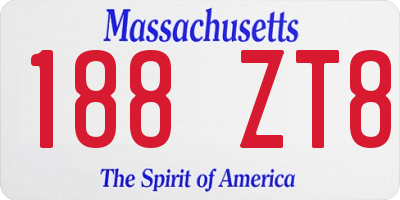 MA license plate 188ZT8