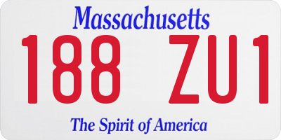 MA license plate 188ZU1