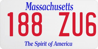 MA license plate 188ZU6