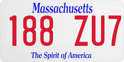 MA license plate 188ZU7
