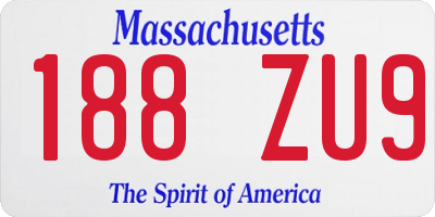 MA license plate 188ZU9