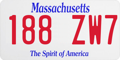 MA license plate 188ZW7