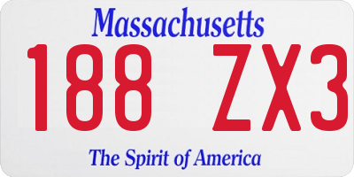 MA license plate 188ZX3