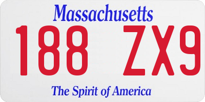MA license plate 188ZX9