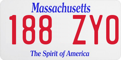 MA license plate 188ZY0