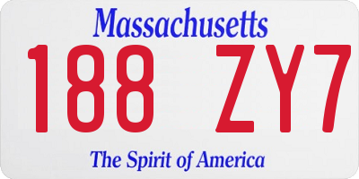 MA license plate 188ZY7