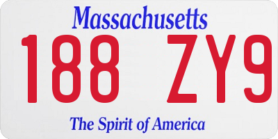 MA license plate 188ZY9