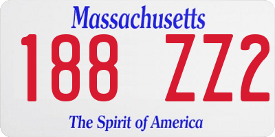 MA license plate 188ZZ2