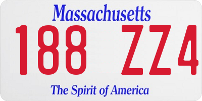 MA license plate 188ZZ4