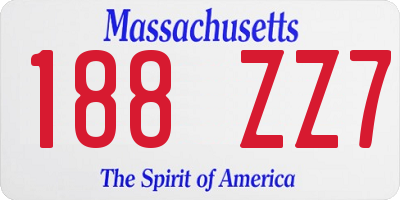 MA license plate 188ZZ7
