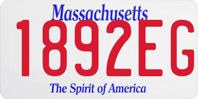 MA license plate 1892EG