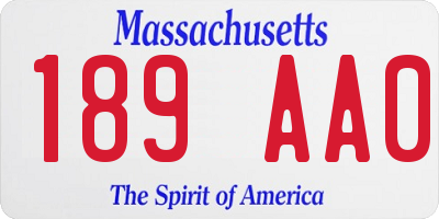 MA license plate 189AA0