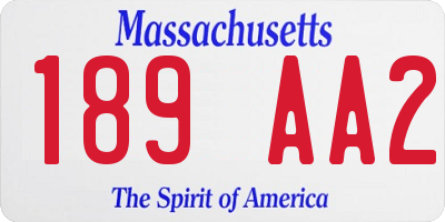 MA license plate 189AA2