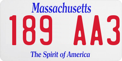 MA license plate 189AA3