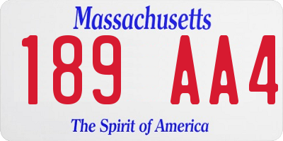 MA license plate 189AA4