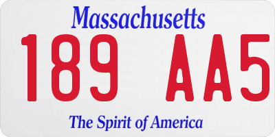 MA license plate 189AA5
