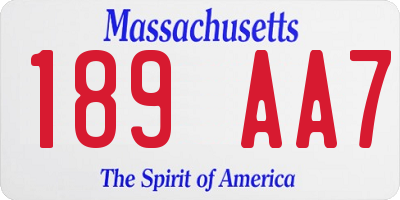 MA license plate 189AA7