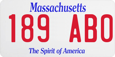 MA license plate 189AB0