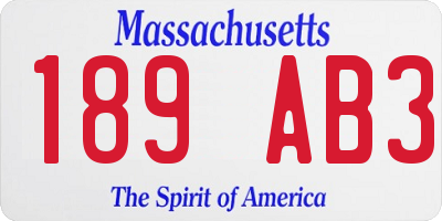 MA license plate 189AB3
