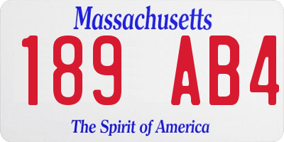 MA license plate 189AB4
