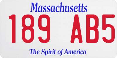 MA license plate 189AB5
