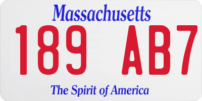 MA license plate 189AB7