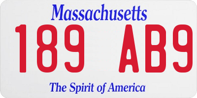 MA license plate 189AB9