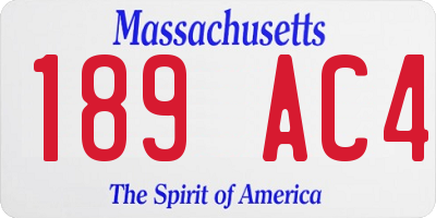 MA license plate 189AC4