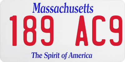 MA license plate 189AC9