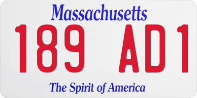 MA license plate 189AD1