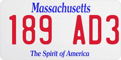 MA license plate 189AD3
