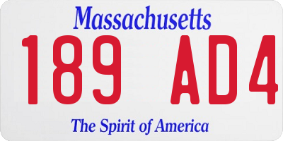 MA license plate 189AD4