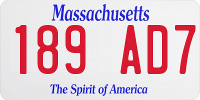 MA license plate 189AD7