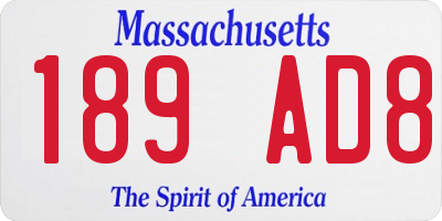 MA license plate 189AD8