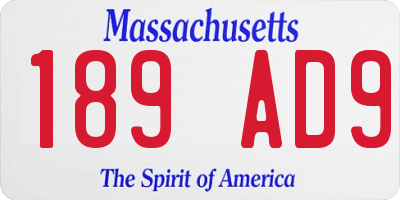 MA license plate 189AD9