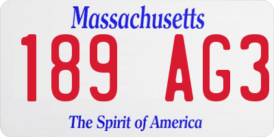 MA license plate 189AG3