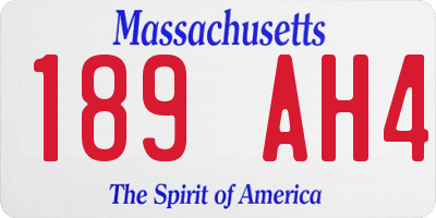 MA license plate 189AH4