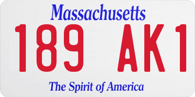 MA license plate 189AK1