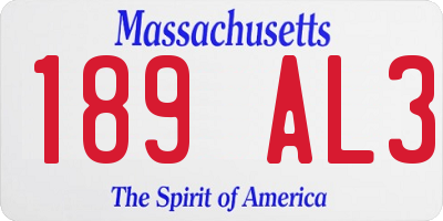 MA license plate 189AL3