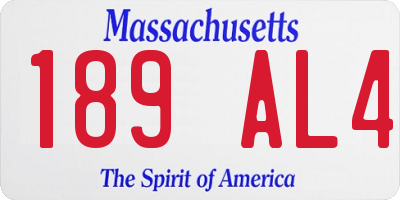 MA license plate 189AL4