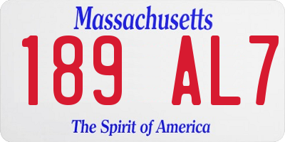 MA license plate 189AL7