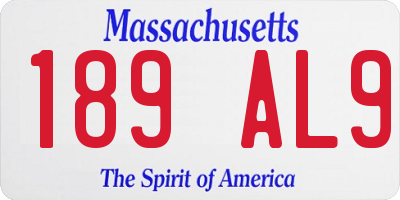 MA license plate 189AL9