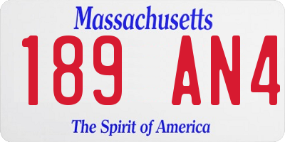 MA license plate 189AN4