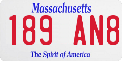 MA license plate 189AN8