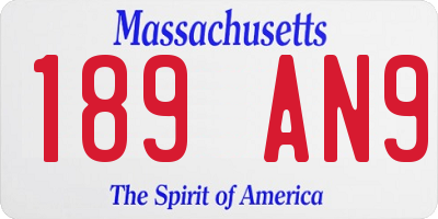 MA license plate 189AN9