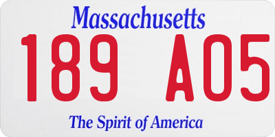 MA license plate 189AO5